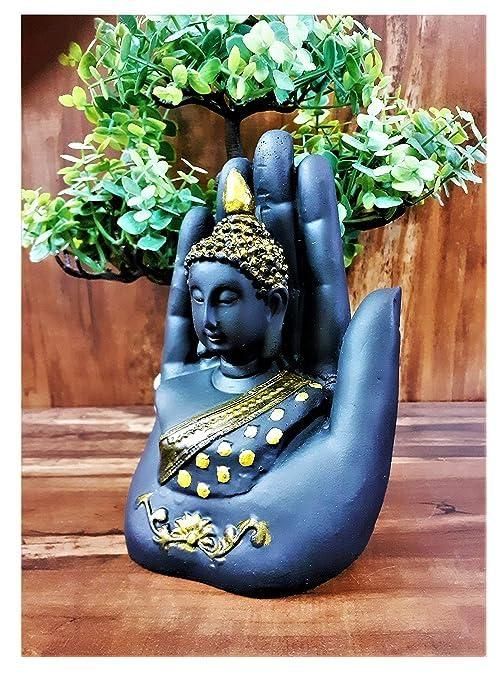 Polyresin Golden Handcrafted Palm Buddha Polyresin Showpiece