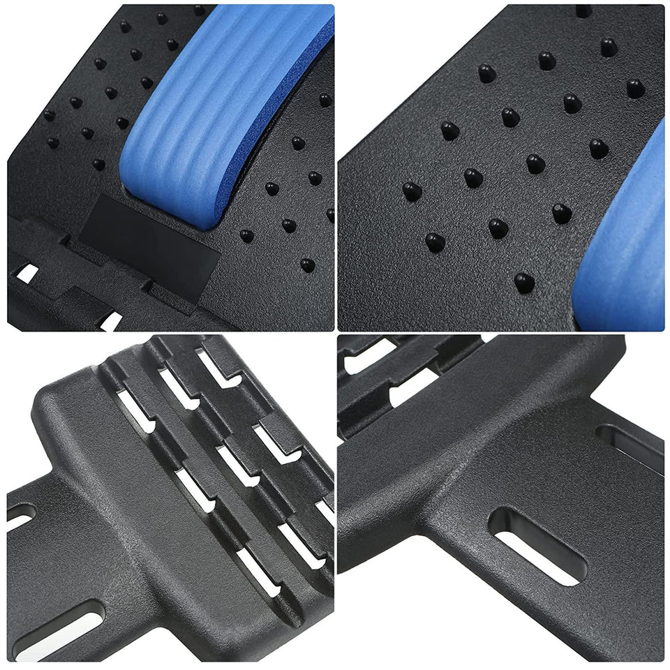 Product Back Stretcher Multi-Level Lumbar Region Back Support for Lower & Upper Muscle Pain Relief Spinal Curve Back Relaxation Device for Bed Chair & Car, Plastic