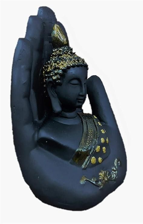 Polyresin Golden Handcrafted Palm Buddha Polyresin Showpiece