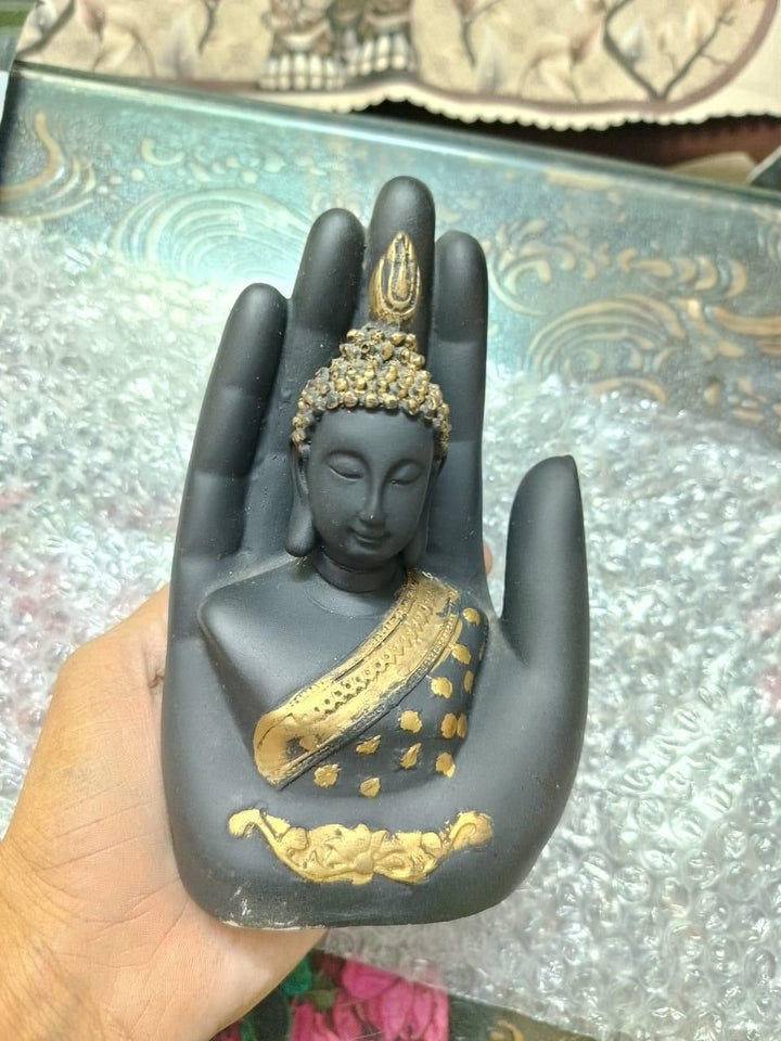 Polyresin Golden Handcrafted Palm Buddha Polyresin Showpiece