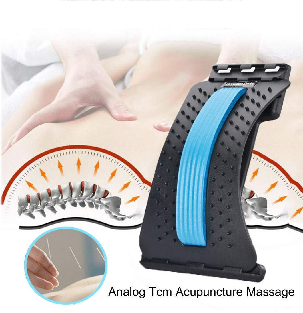 Product Back Stretcher Multi-Level Lumbar Region Back Support for Lower & Upper Muscle Pain Relief Spinal Curve Back Relaxation Device for Bed Chair & Car, Plastic