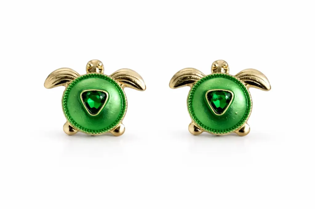 "Sea Guardian" Turtle Stud & Drop Earrings – Vibrant Enamel & Crystal Collection