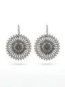 Antique Oxidized Silver Sunburst Mandala Drop Earrings