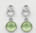 Luminous Sage Green Cat-Eye Drops – Interlocking Crystal Circle Earrings